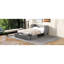 Lit en gris, capacité et abondance de tiroirs Lit gris, configuration spacieuse compatible