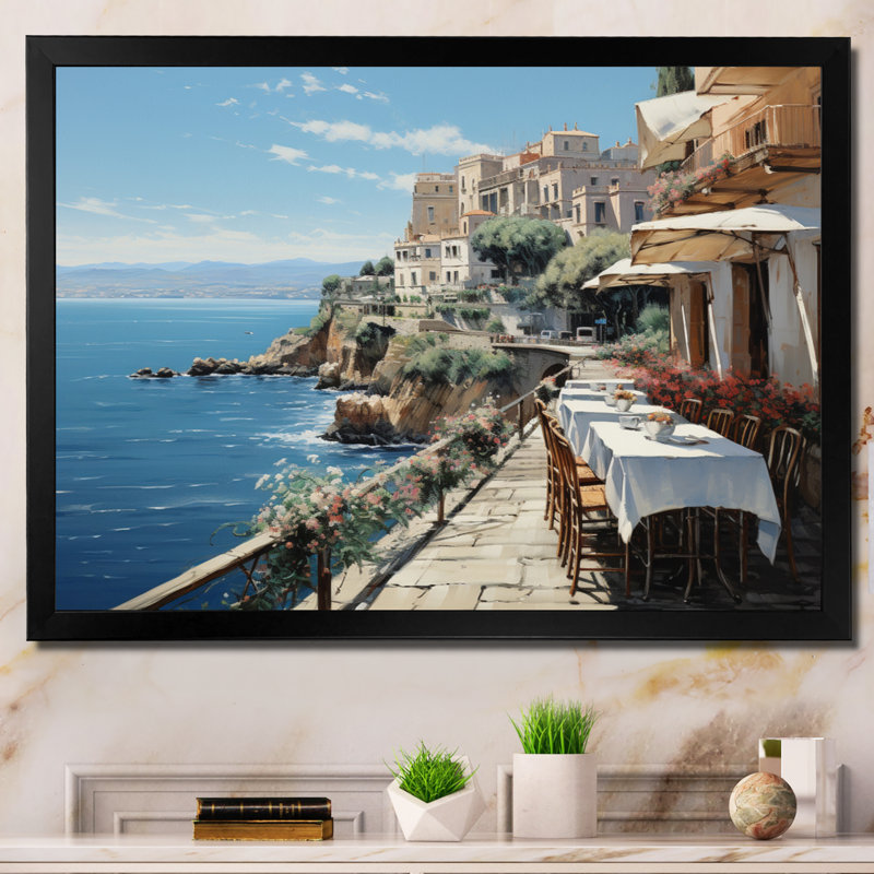 Italie, Amalfi Coast Romance - Italie, art mural, Cadre simple noir, H 24 po x l 32 po x P 1 po