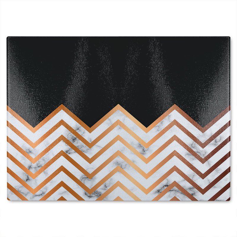 Marble Zig Zag Pattern Glass Chopping Board, 40cm L x 28cm W