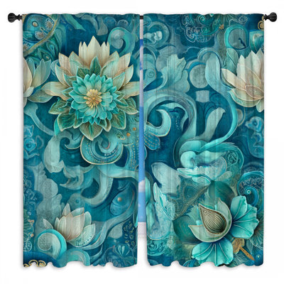 Floral Window Curtains Art Sheer & Room Darkening - 2 Panels