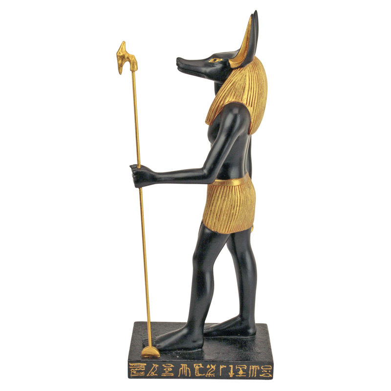 Anubis Black and Gold Resin Egyptian God Statue, 8.5 inches
