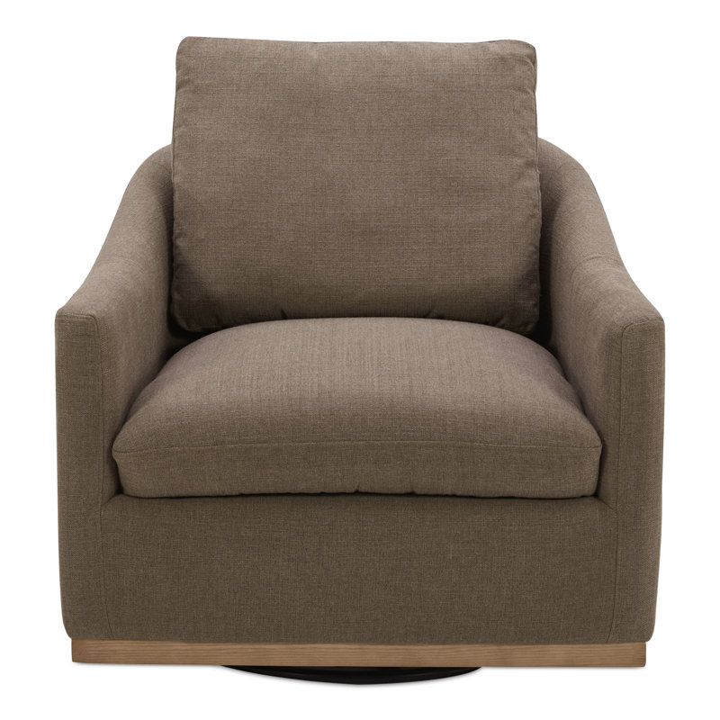 Upholstered Swivel Armchair, Soft Taupe Basketweave