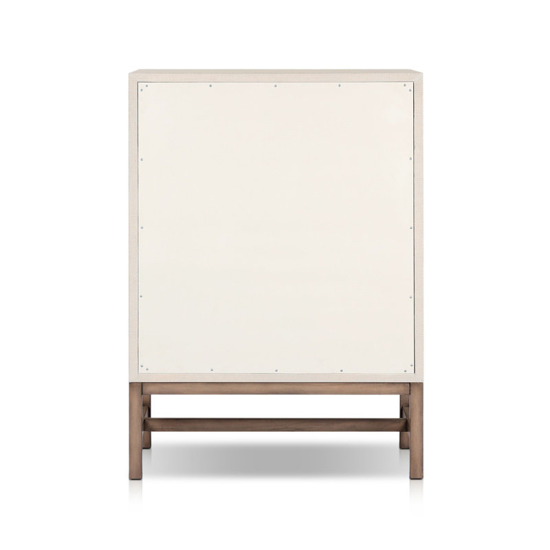 Fiona 5 - Drawer Solid Wood Dresser, Ivory Painted Raffia