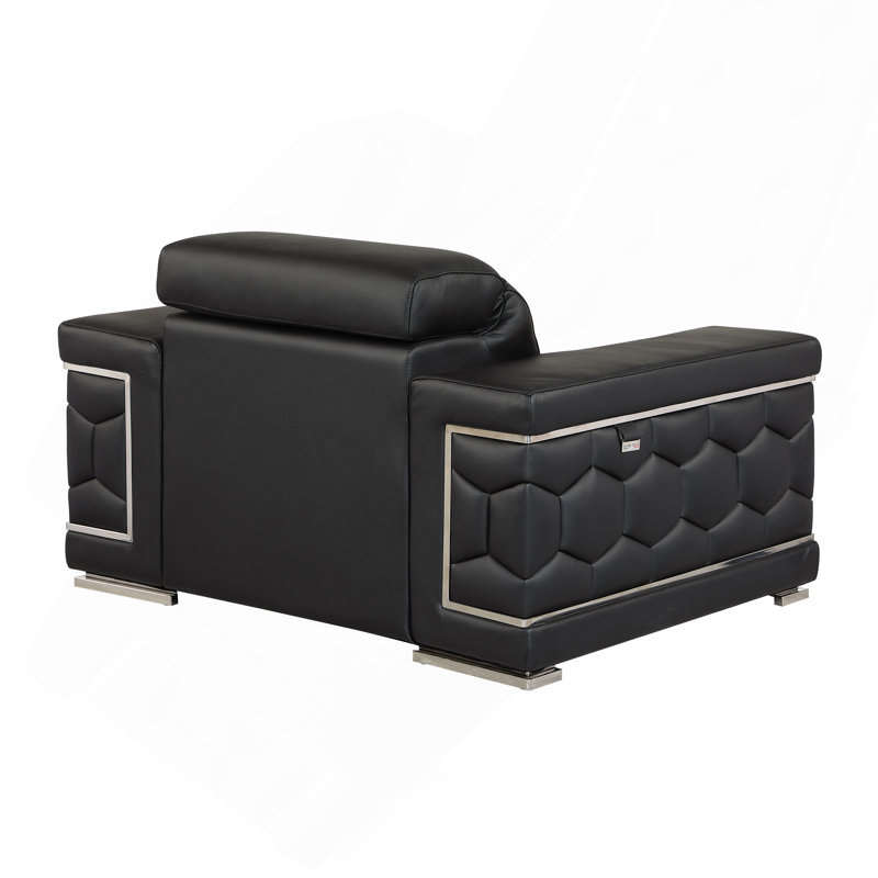 Chaise en cuir fleur, Noir