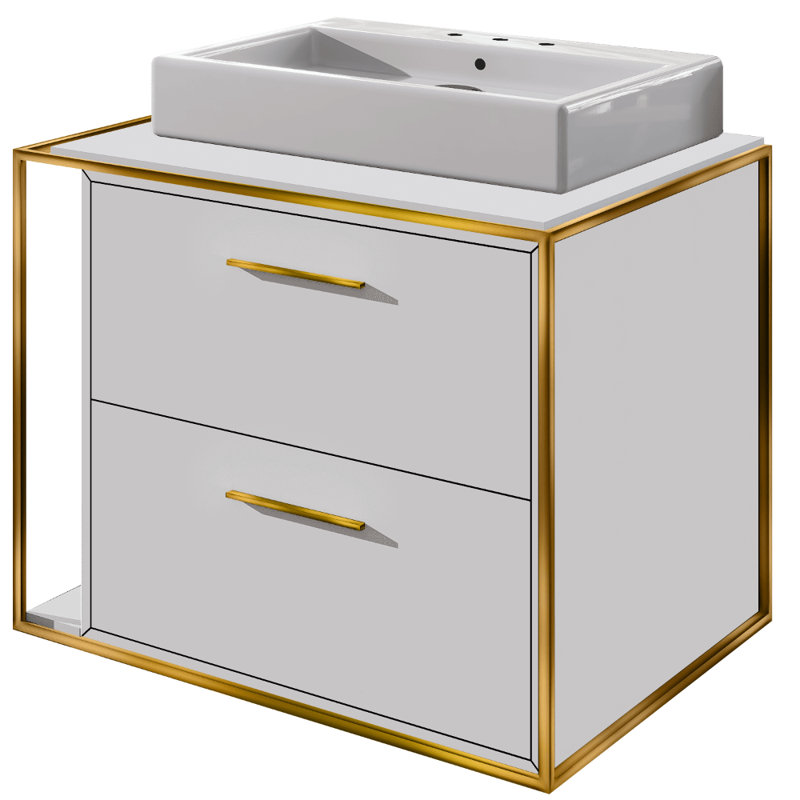Aquagrande 13.25 in. L Bathroom Sink, 3 Hole - 8" Centers