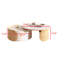 Table basse gigogne ronde 31,6 po avec plateau en marbre et 1 grand tiroir