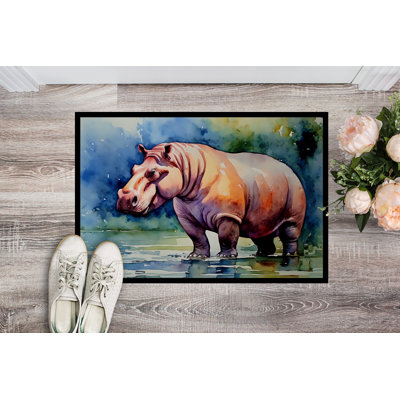 Rontavius Hippopotamus Non-Slip Indoor and Outdoor Door Mat