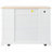 Fluted Kitchen Island with Trash Can Storage, Power Outlets, and Spacious Internal Racks on 5 Wheels, Ideal for Modern Kitchens and Efficient Organization.