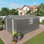 Remise de rangement extérieure en métal de 10 pi x 14 pi, abri de jardin durable avec trois portes verrouillables et une fenêtre transparente pour la cour, le patio, le jardin, l'abri toutes saisons pour les vélos, les outils de jardinage, les tondeuses à gazon, gris