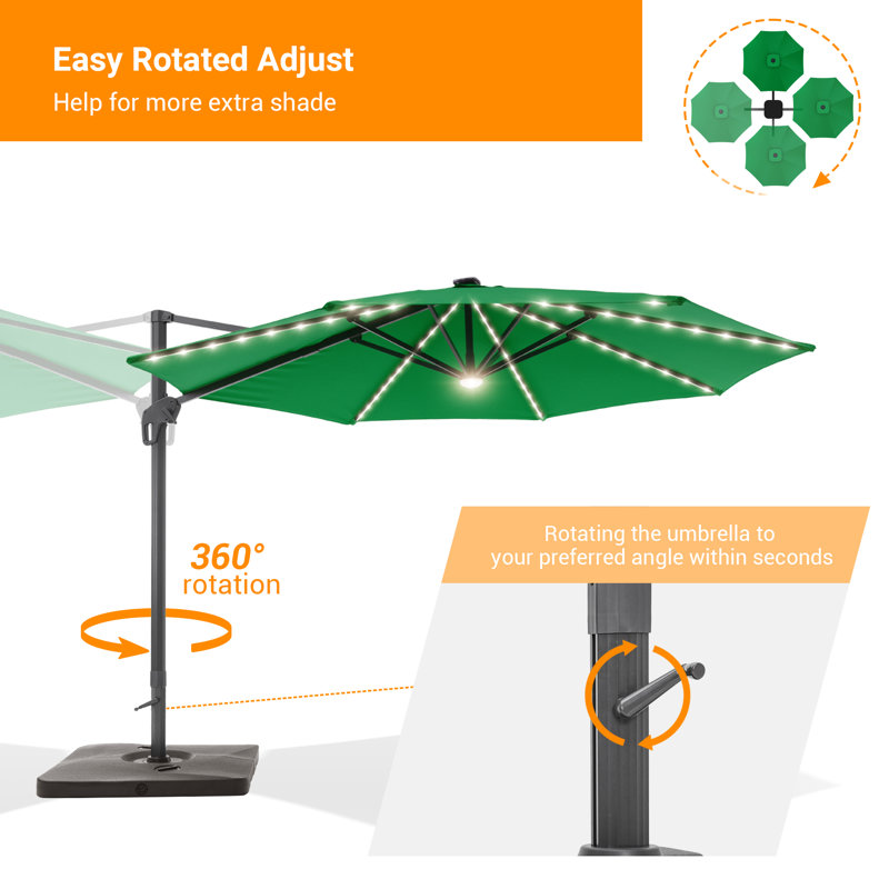 Parasol en porte-à-faux 11 'Kandee, Vert trèfle