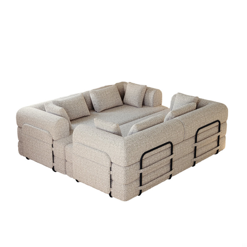 Canapé-lit convertible de 78,7 pouces avec coussin cylindrique pliable en chenille, Kaki