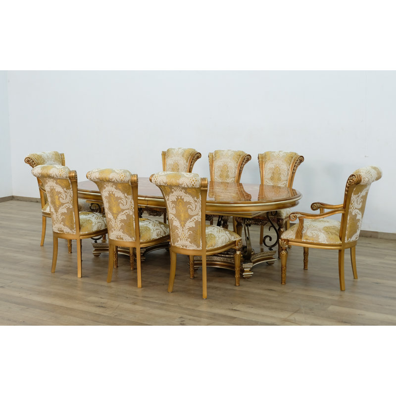Ensemble de salle à manger extensible en bois massif 9 pièces Beadnell