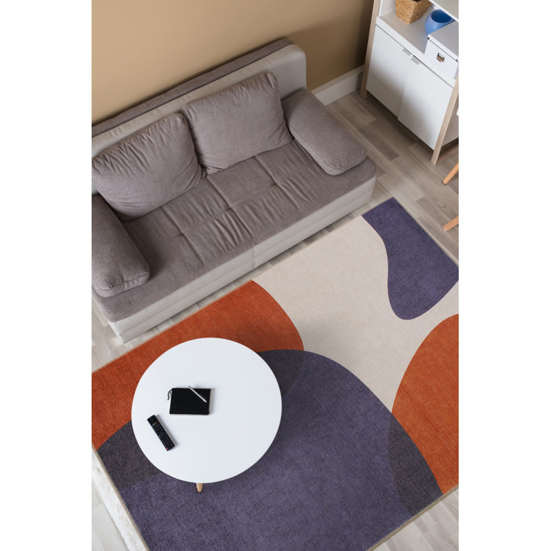 Tapis décoratif coloré à motif géométrique rétro, Rectangle 3 pi 10 po x 5 pi 3 po