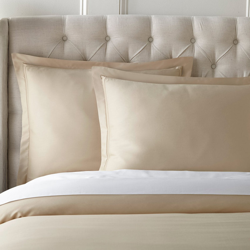Yalda Egyptian Certified Cotton Modern 3 Piece Duvet Cover Set, King Duvet Cover + 2 King Sham, Tan