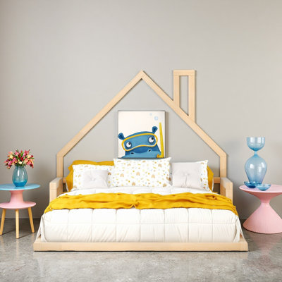 Wood Charming House-shaped Floor Platform Bed by Harper Orchard