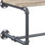 Tablette murale industrielle en bois de chêne et gris sablé avec structure en métal et support en bois pour le rangement des accessoires de salle de bain