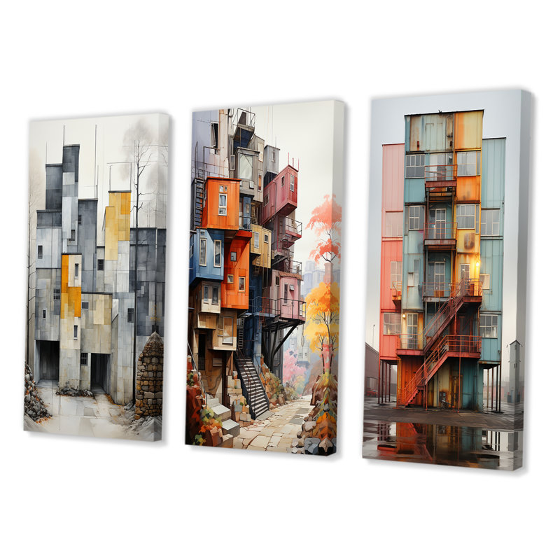 «Winter Warehouse Palette», 3 pièces sur toile, Toile tendue, H 40 po x l 60 po