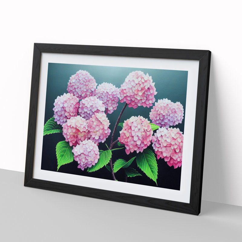 Hydrangea Flower View Vol.5 - Single Picture Frame Print, Black, 46cm H x 64cm W x 2cm D