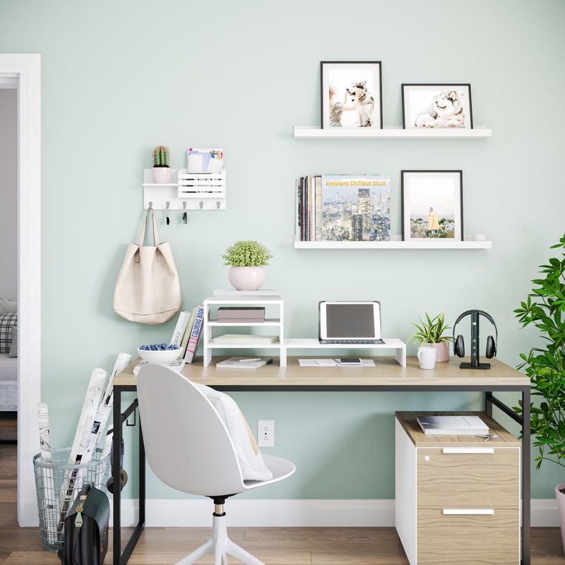 3 Tier Paper Organizer and Monitor Stand for Desk, White