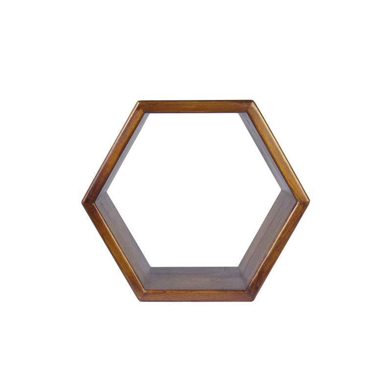 Cray Hexagon Oak Solid Wood Accent Shelf