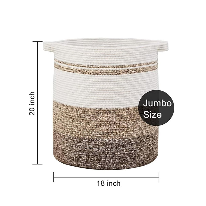 80L Woven Laundry Hamper with Handles, Decorative Storage Basket for Toys Blankets Clothes, Gradient Yellow