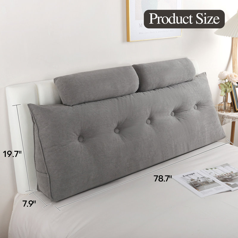 Relvet Back Support Throw Pillow, 19.7"H x 79"W, Gray