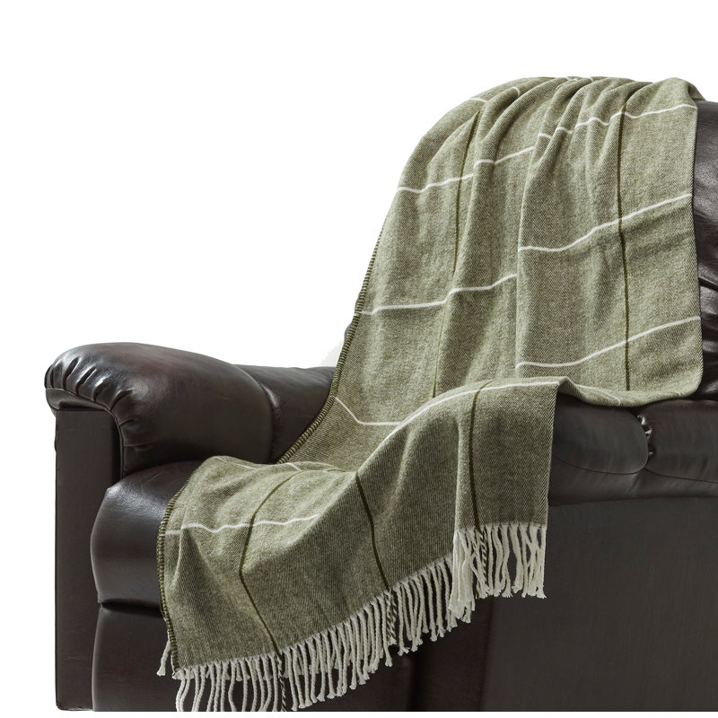 Highlands Hand Woven Throw Blanket, Green