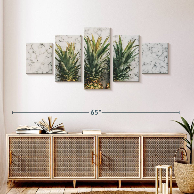 Marble Tiles With Pineapple, 24" H x 55" W