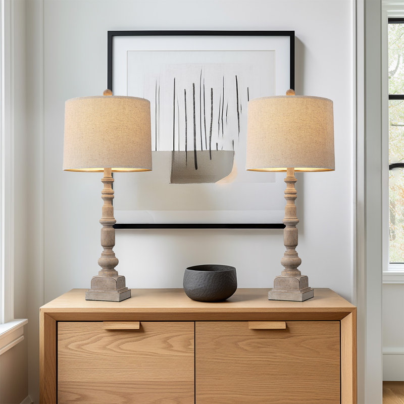Ensemble de lampes de table en résine 27,75 "avec USB Morsun, convient pour le salon et la table de chevet