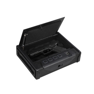 Coffre-fort pour armes de poing noir biométrique avec 3 modes d'accès, empreinte digitale, clavier numérique et clé manuelle, coffre-fort à pistolet à accès rapide avec lumière DEL, idéal pour la chambre à coucher, le placard et le salon