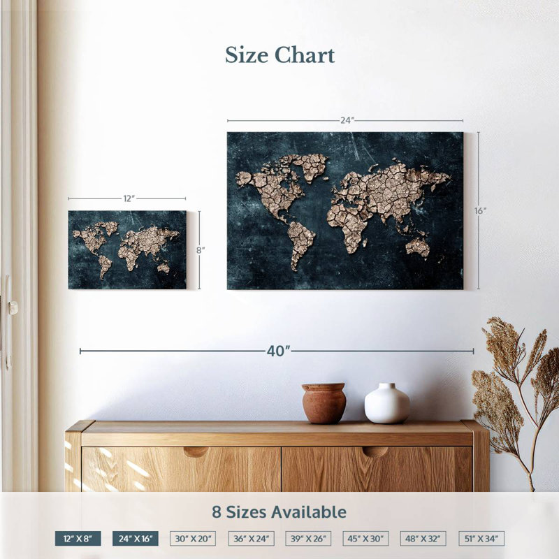 Aliaz Ground World Map, 16" H x 24" W