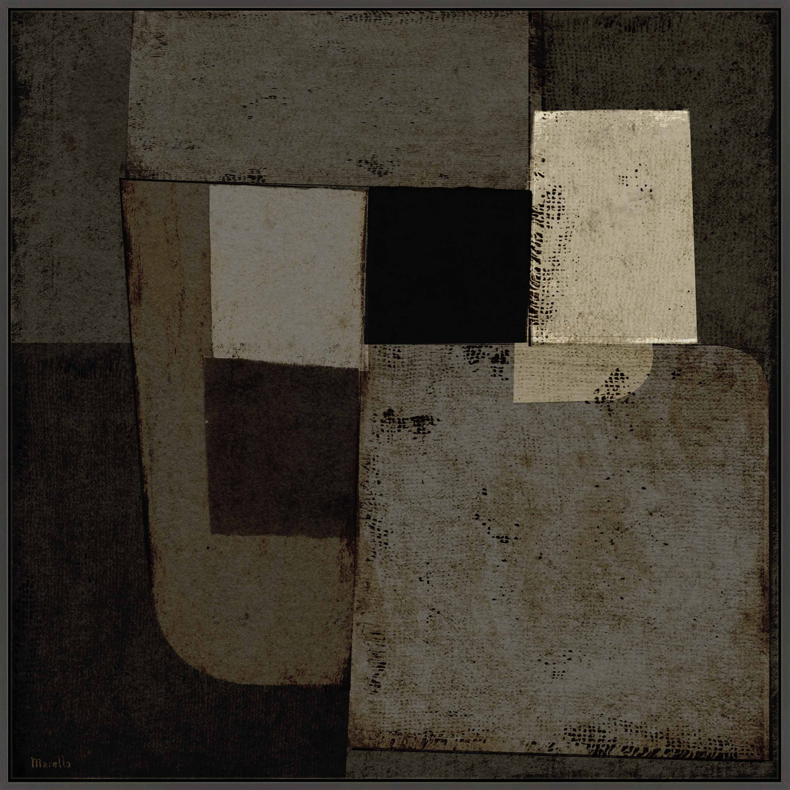 Night Shift 1 by Marco Marella for Studio M - Framed Wall Art, Canvas, Black, 30" H x 30" W