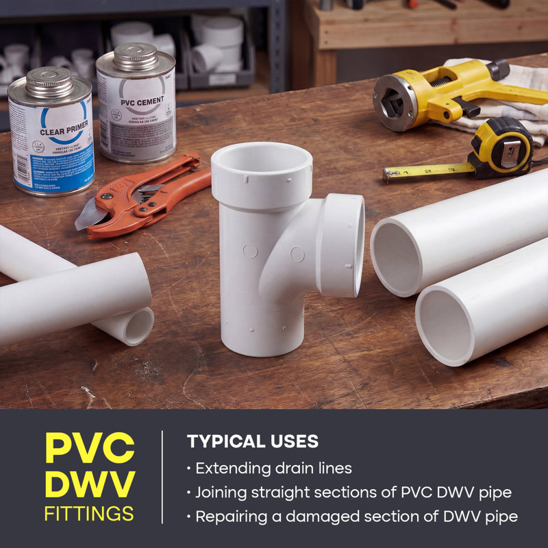 3 po. Tuyau d'évacuation des eaux usées en PVC, drain en PVC, Tee Street, S x H x H