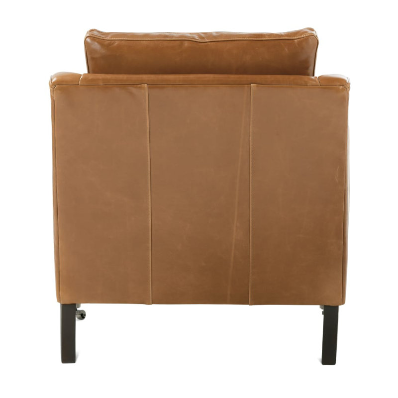 Madeline Armchair, Brown Genuine Leather, Carob