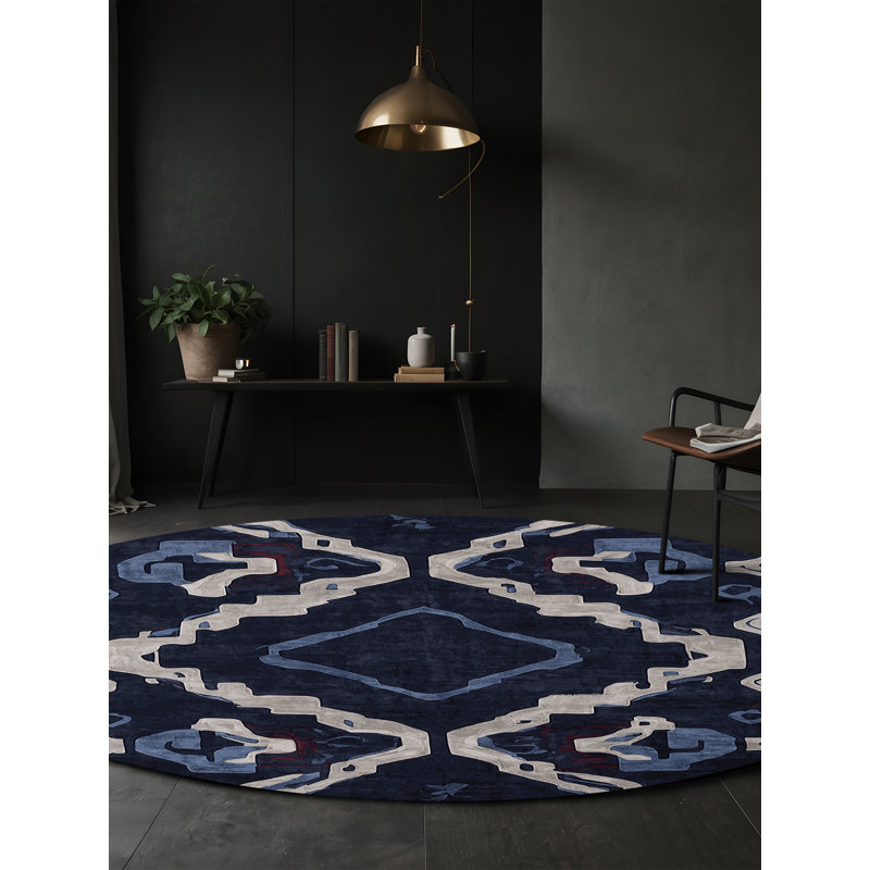 Tapis gris soyeux et moelleux, Rond 5 pi