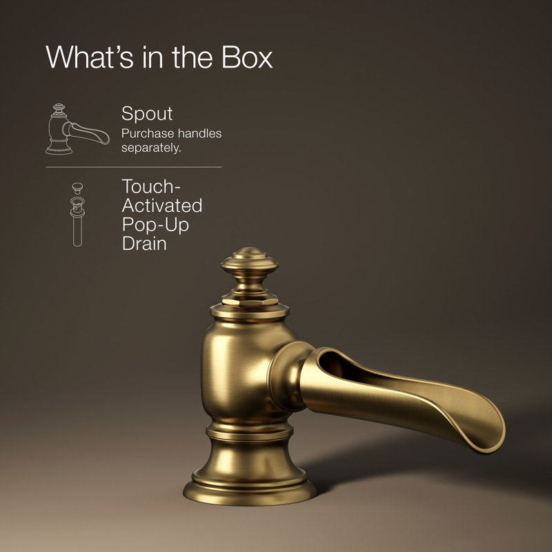 Artifacts® Flume Widespread Bathroom Faucet, Vibrant Brushed Modern Brass