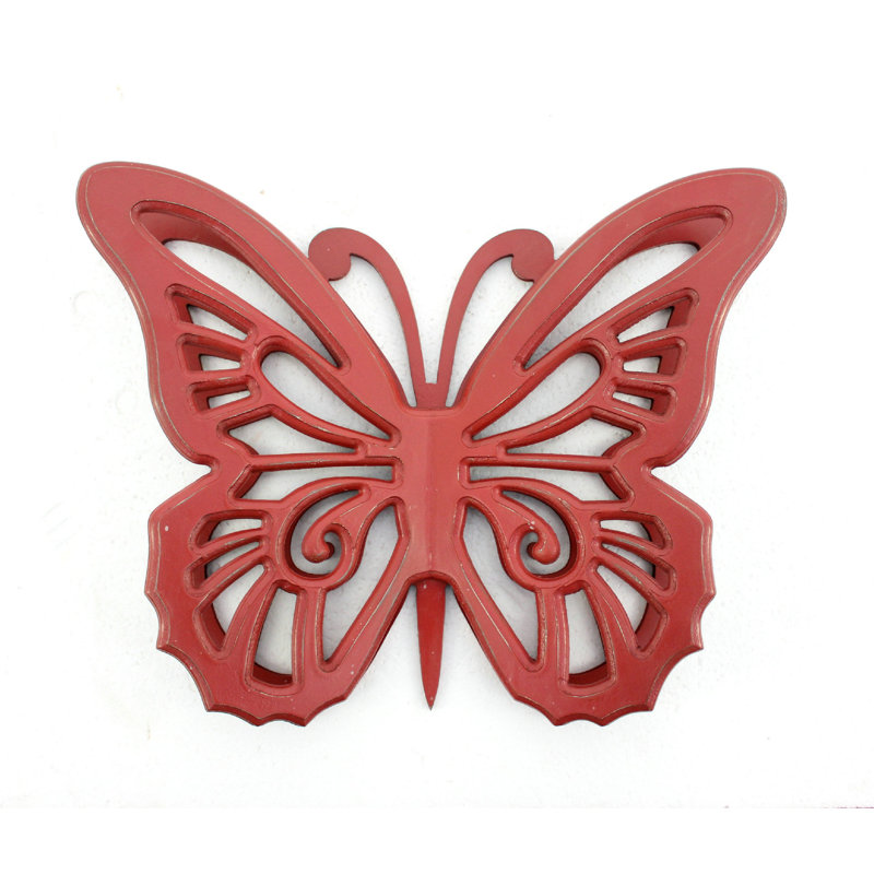Plaque murale en bois avec découpes, rouge, Rouge