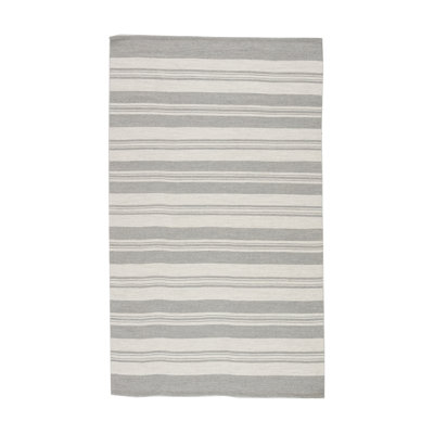 Vintage Striped Area Rug in Gray/Ivory