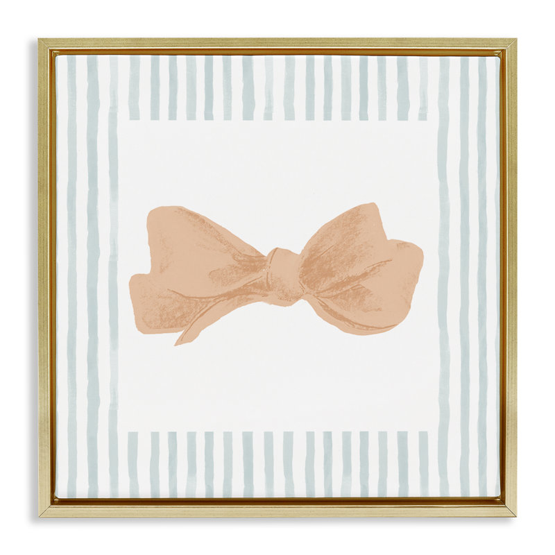 Cadre pastel à bordure flottante rayée pastel, design par Patrick Pino, Cadre flottant métallique doré, H 18 po x l 18 po