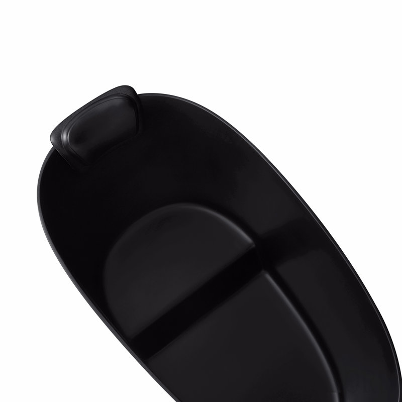 Baignoire autoportante ovale 51 po à surface solide noire avec trop-plein et drain, avec siège et appui-tête intégrés