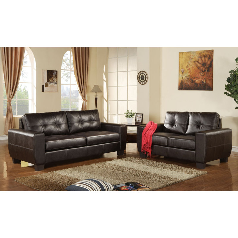 Gasper Faux Leather Loveseat, Brown