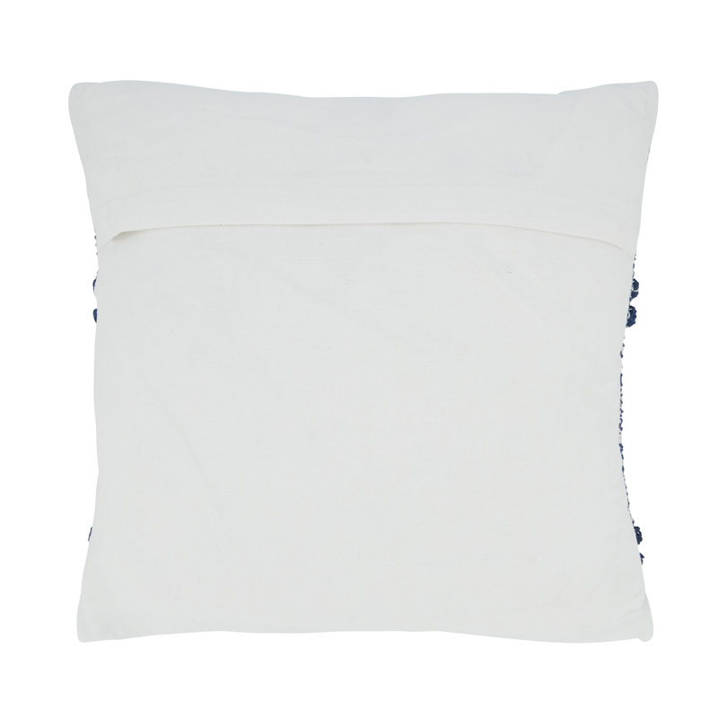 Navy and White Cotton Fringe Moroccan Square Throw Pillow