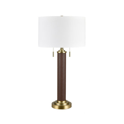32.5" Metal Table Lamp With White Shade