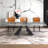 Modern Dining Table Set With 78.7''-110'' Extendable Faux Marble Top And 8 Faux Leather Dining Chairs-122124770-122124775