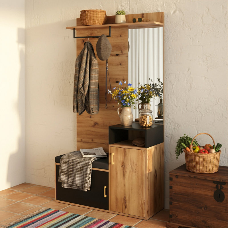 105 cm W Hall Tree with Storage Bench and Shoe Storage