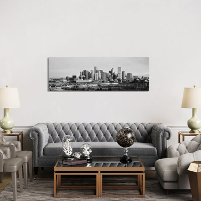 Denver Skyline Cityscape 1 Piece Wrapped Canvas Panoramic Wall Art