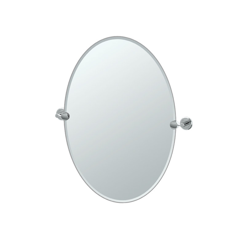 Miroir mural Latitude II ovale sans cadre, miroir de meuble-lavabo pour la salle de bain, Chrome
