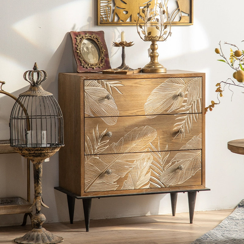 Retro Solid Wood Accent Cabinet