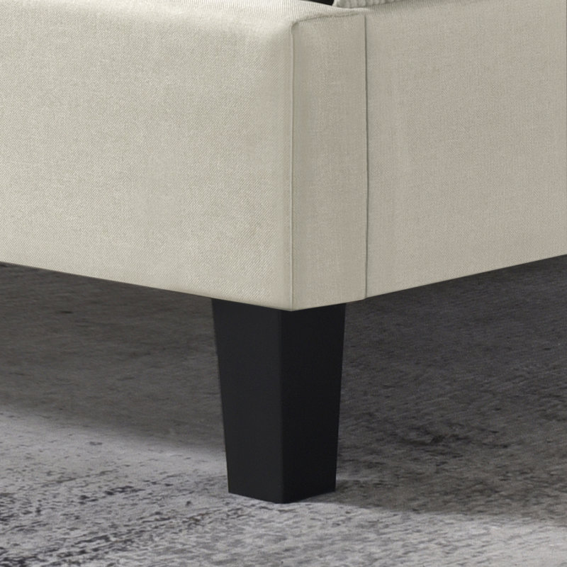 Lit plateforme tapissier Akib, Beige, Grand