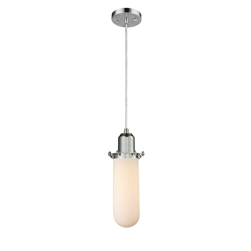 Luminaire suspendu géométrique 1 lumières simple Carrie, Blanc mat, Chrome poli